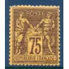 Timbre France Yvert No 99 Type II Sage 75c violet s. orange Neuf * sur charnière dent juste dans l angle