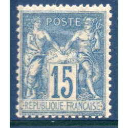 Timbre France Yvert No 101 Type II Sage 15c bleu Neuf ** sans charnière