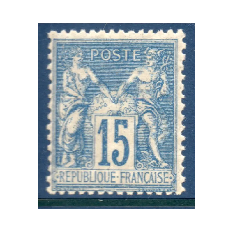 Timbre France Yvert No 101 Type II Sage 15c bleu Neuf ** sans charnière Timbre France Yvert No 101 Type II Sage 15c bleu Neuf ** sans charnière