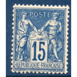 Timbre France Yvert No 101a Type II Sage 15c bleu foncé Neuf ** sans charnière