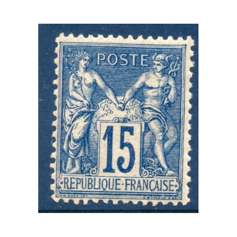 Timbre France Yvert No 101a Type II Sage 15c bleu foncé Neuf ** sans charnière Timbre France Yvert No 101a Type II Sage 15c bleu foncé Neuf ** sans charnière