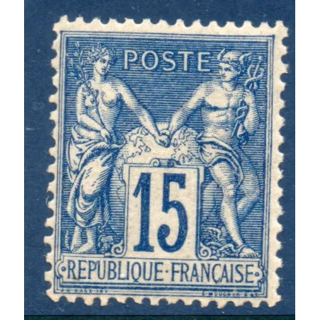Timbre France Yvert No 101a Type II Sage 15c bleu foncé Neuf ** sans charnière