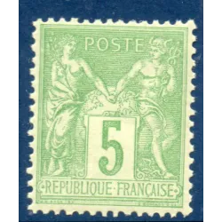 Timbre France Yvert No 106 Type II Sage 5c vert-jaune Neuf ** sans charnière signé