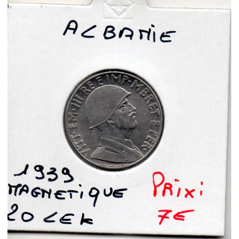 Albanie 20 Leke 1939 Spl KM.29 Occupation italienne Albanie 20 Leke 1939 Spl KM.29 Occupation italienne