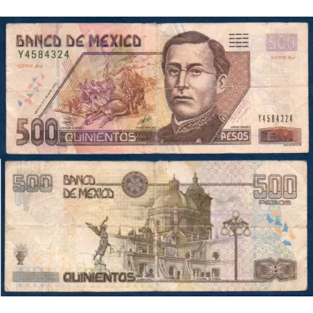 Mexique P.120a, TB Billet de 500 pesos 2004 Ignacio Zaragoza