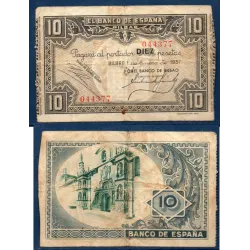 Espagne Bilbao P.S562a, TB Billet de 10 pesetas 1937