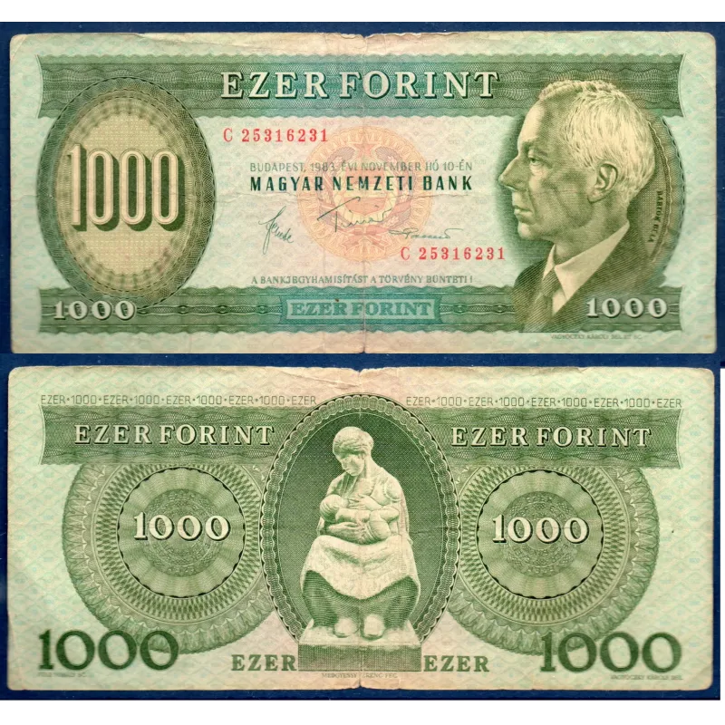 Hongrie P.173b, TB Billet de 1000 Forintz 10.11.1983 Bartok Bela