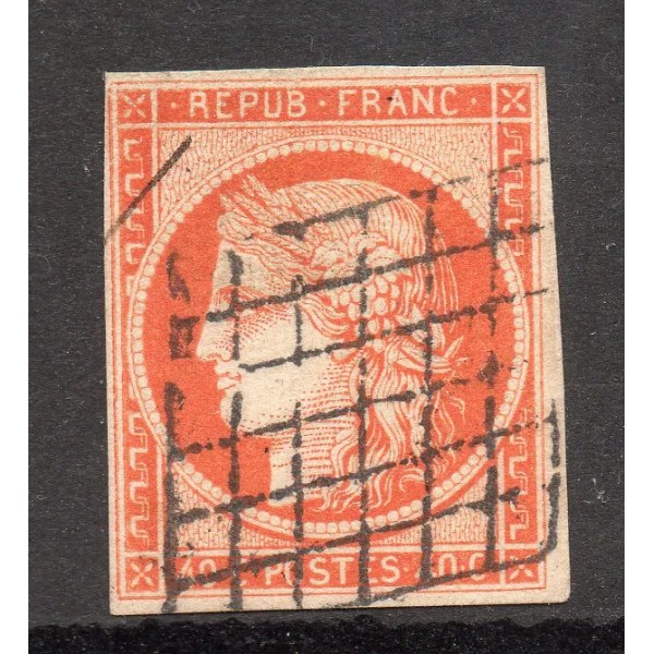 Timbre France Yvert No 5 Type Cérès 40c Orange Oblitéré