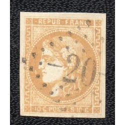 Timbre France Yvert No 43B Émission de Bordeaux 10c bistre-jaune Oblitéré GC 20