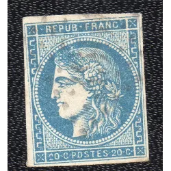 Timbre France Yvert No 45B Émission de Bordeaux 20c bleu Oblitéré gros chiffres
