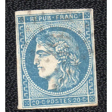 Timbre France Yvert No 45B Émission de Bordeaux 20c bleu Oblitéré gros chiffres