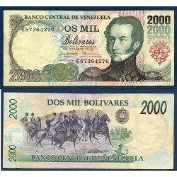 Venezuela P.77c, TTB Billet de 2000 Bolivares 6.8.1998 Antonio de Sucre
