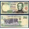 Venezuela P.77c, TTB Billet de 2000 Bolivares 6.8.1998 Antonio de Sucre