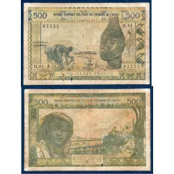 BCEAO Pick.102Ak pour la Cote d'Ivoire, Billet de 500 Francs CFA 1964