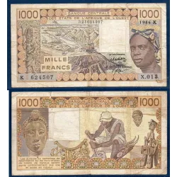 BCEAO Pick N°707Kg pour le Senegal, TB Billet de 1000 Francs CFA 1986 Sculpteur