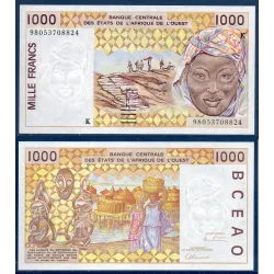 BCEAO P.711Kh Senegal, Neuf, Billet de 1000 Francs CFA 1998 pilotis