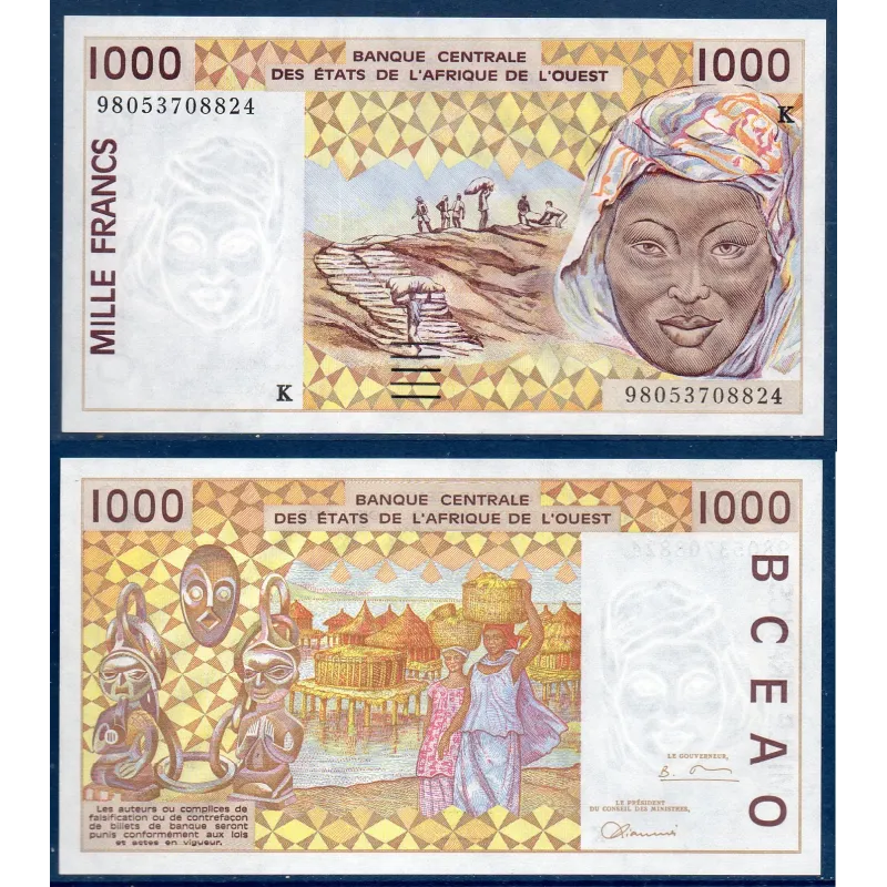 BCEAO P.711Kh Senegal, Neuf, Billet de 1000 Francs CFA 1998 pilotis BCEAO P.711Kh Senegal, Neuf, Billet de 1000 Francs CFA 1998 pilotis
