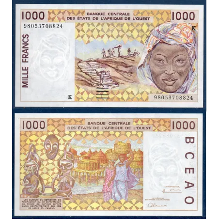 BCEAO P.711Kh Senegal, Neuf, Billet de 1000 Francs CFA 1998 pilotis