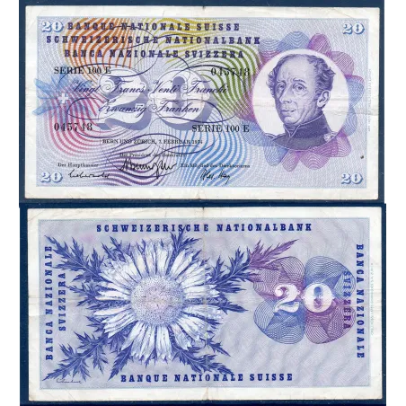 Suisse P.46v, TTB, Billet de 20 Francs 1974 Henri-Dufour
