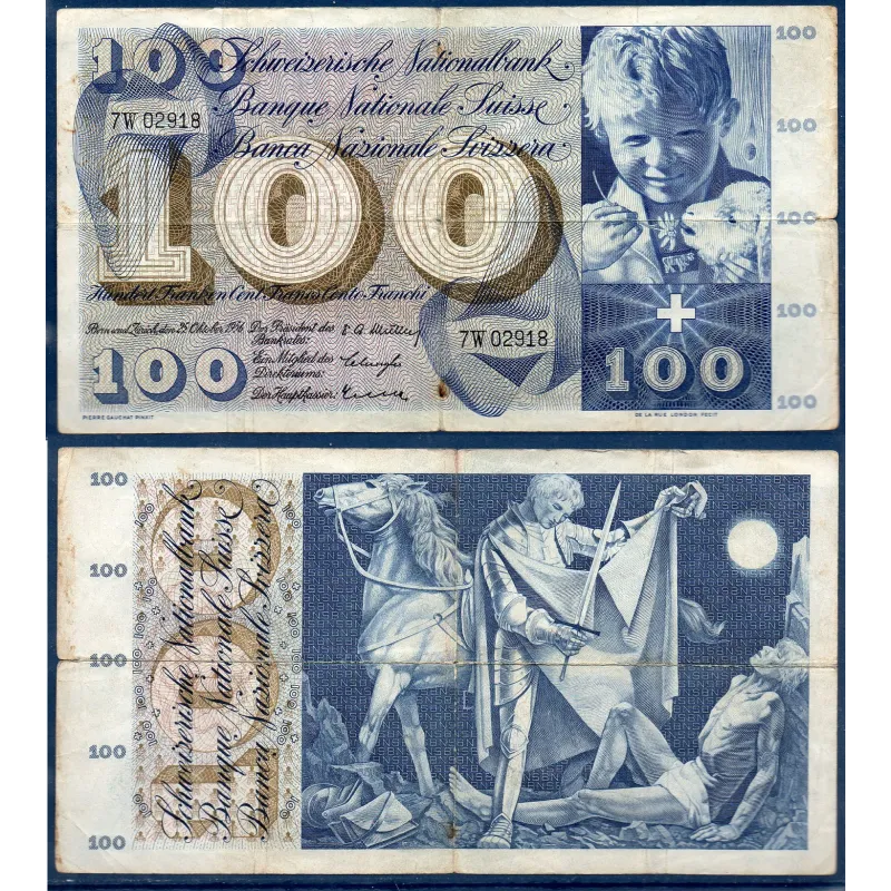 Suisse P.49a, TB Billet de 100 Francs 1956 Saint Martin Suisse P.49a, TB Billet de 100 Francs 1956 Saint Martin