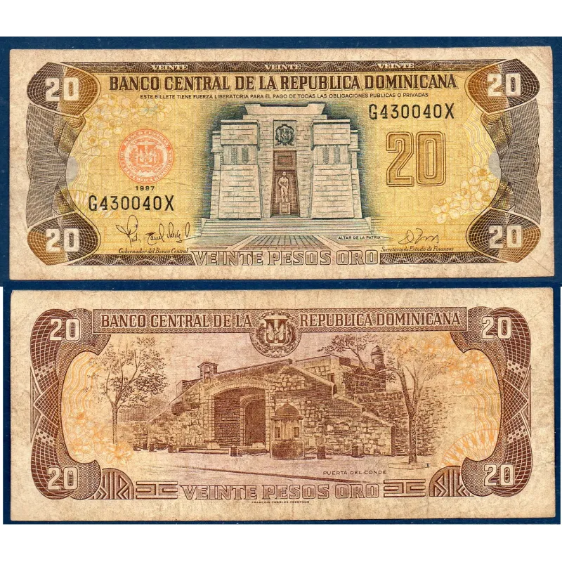 Republique Dominicaine P.154a, TB Billet de 10 Pesos oro 1997 Republique Dominicaine P.154a, TB Billet de 10 Pesos oro 1997
