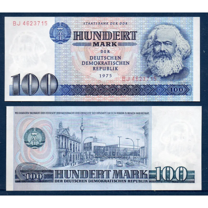 Allemagne RDA P.31a, Billet de 100 Mark 1975 Karl Marx Allemagne RDA P.31a, Billet de 100 Mark 1975 Karl Marx
