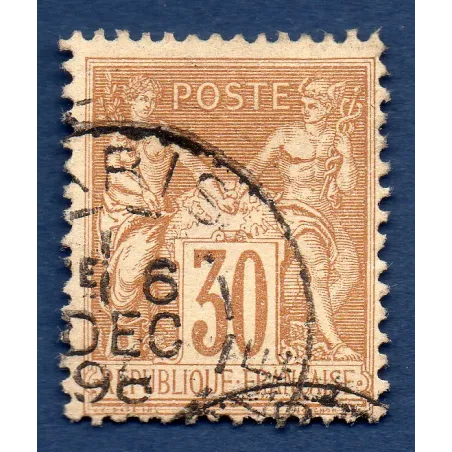 Timbre France Yvert No 80 Type II Sage 30c brun-jaune Oblitéré