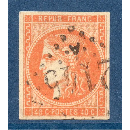 Timbre France Yvert No 48 Émission de Bordeaux 40c orange Oblitéré gros chiffres