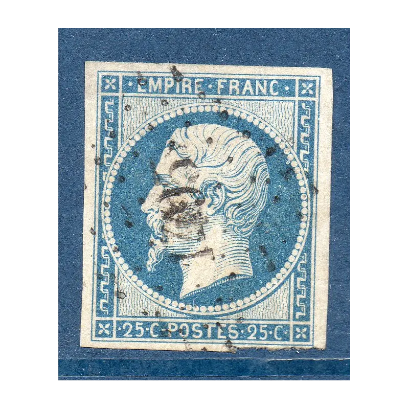 Timbre France Yvert No 15 Empire 25c Bleu Oblitéré PC 1495