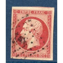 Timbre France Yvert No 17A Empire 80c carmin Oblitéré