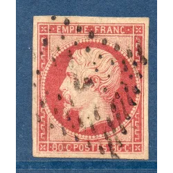 Timbre France Yvert No 17A Empire 80c carmin Oblitéré