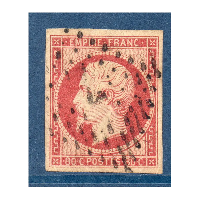 Timbre France Yvert No 17A Empire 80c carmin Oblitéré