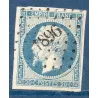 Timbre France Yvert No 14Am Type I Empire 20c Bleu laiteux sur vert Oblitéré