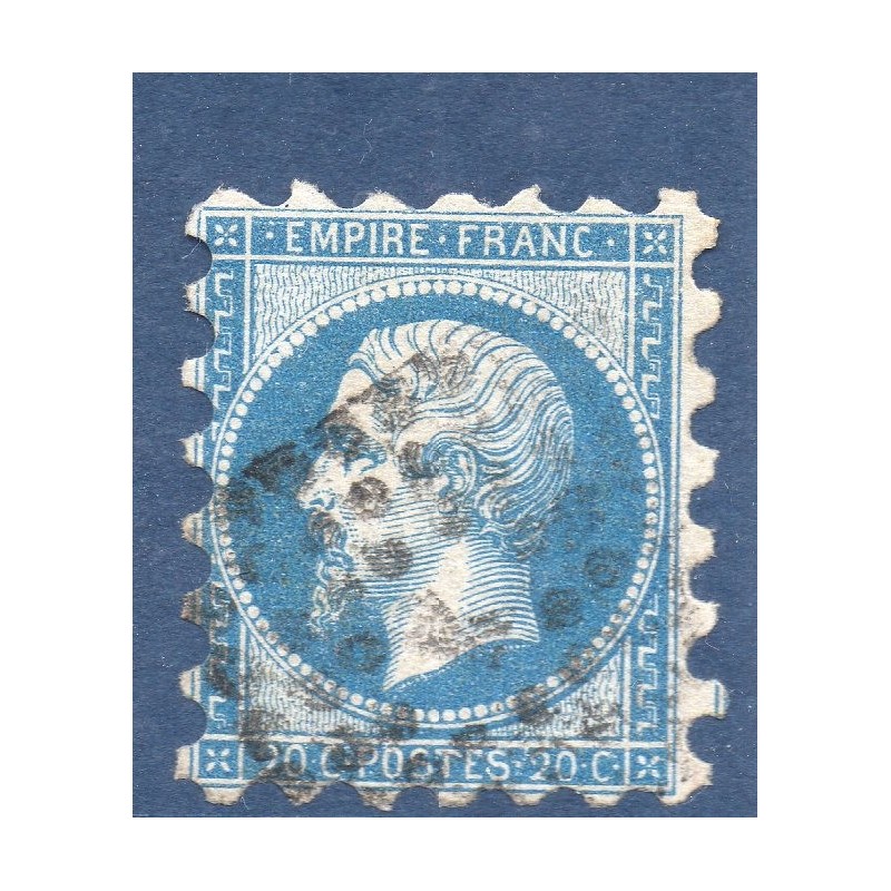 Timbre France Yvert No 14B Type II Empire 20c Bleu Oblitéré Timbre France Yvert No 14B Type II Empire 20c Bleu Oblitéré