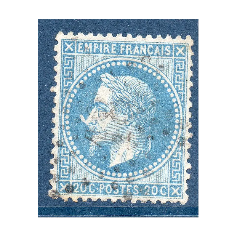 Timbre France Yvert No 29Bb Empire Lauré 20c bleu à la corne Oblitéré étoile Timbre France Yvert No 29Bb Empire Lauré 20c bleu à la corne Oblitéré étoile