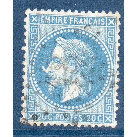 Timbre France Yvert No 29Bb Empire Lauré 20c bleu à la corne Oblitéré étoile