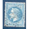 Timbre France Yvert No 29Bb Empire Lauré 20c bleu à la corne Oblitéré étoile