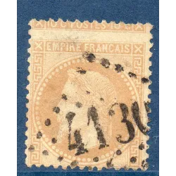 Timbre France Yvert No 28B Empire Lauré 10c bistre Oblitéré GC piquage à cheval