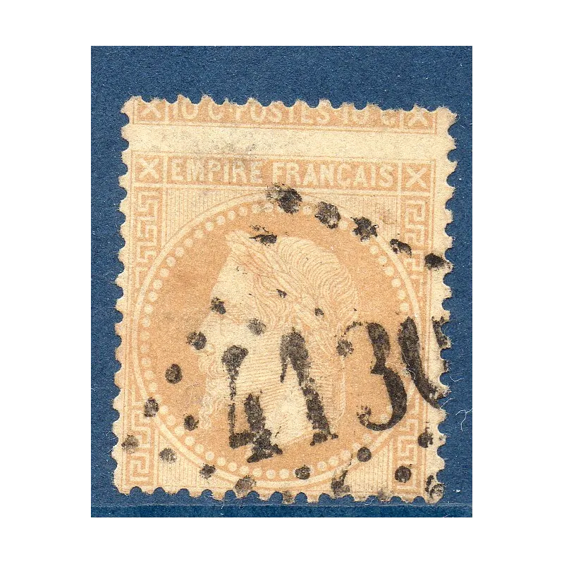 Timbre France Yvert No 28B Empire Lauré 10c bistre Oblitéré GC piquage à cheval
