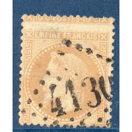 Timbre France Yvert No 28B Empire Lauré 10c bistre Oblitéré GC piquage à cheval