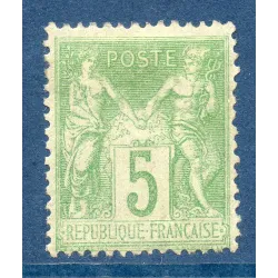 Timbre France Yvert No 102 Type I Sage 5c vert-jaune Neuf  sans gomme
