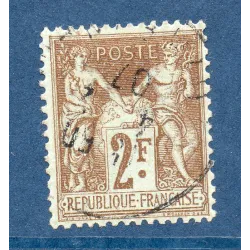 Timbre France Yvert No 105 Type I Sage 2fr bistre s. azuré Oblitéré