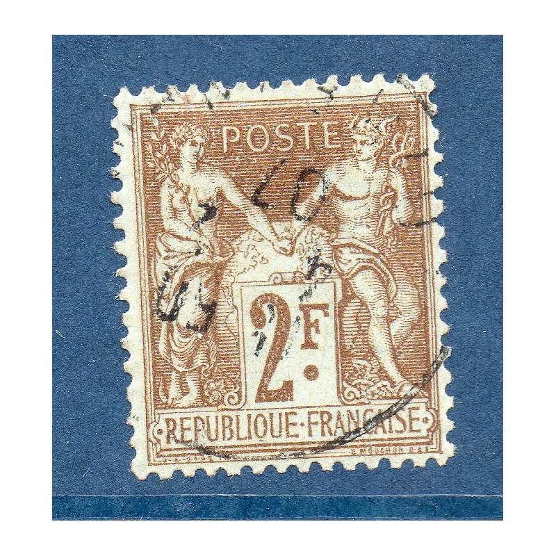 Timbre France Yvert No 105 Type I Sage 2fr bistre s. azuré Oblitéré Timbre France Yvert No 105 Type I Sage 2fr bistre s. azuré Oblitéré