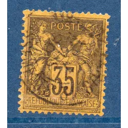 Timbre France Yvert No 93a Type II Sage 35c violet-noir s. orange Oblitéré