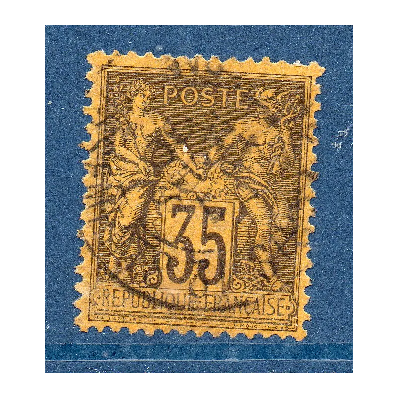 Timbre France Yvert No 93a Type II Sage 35c violet-noir s. orange Oblitéré Timbre France Yvert No 93a Type II Sage 35c violet-noir s. orange Oblitéré