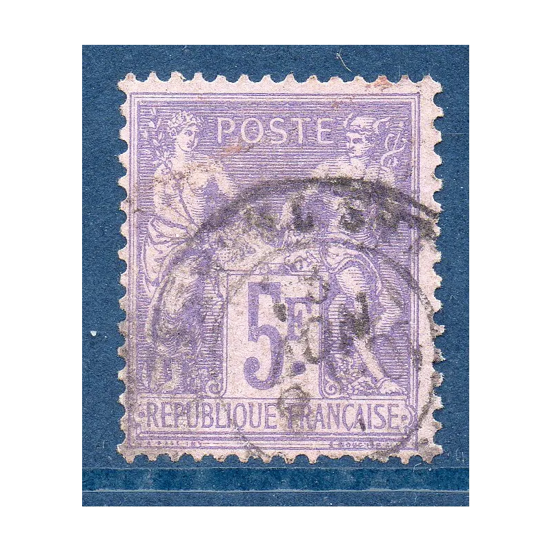 Timbre France Yvert No 95 Type II Sage 5fr violet s. lilas Oblitéré