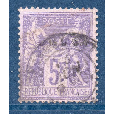 Timbre France Yvert No 95 Type II Sage 5fr violet s. lilas Oblitéré