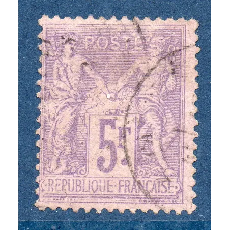 Timbre France Yvert No 95a Type II Sage 5fr lilas-rose s. lilas pâle Oblitéré