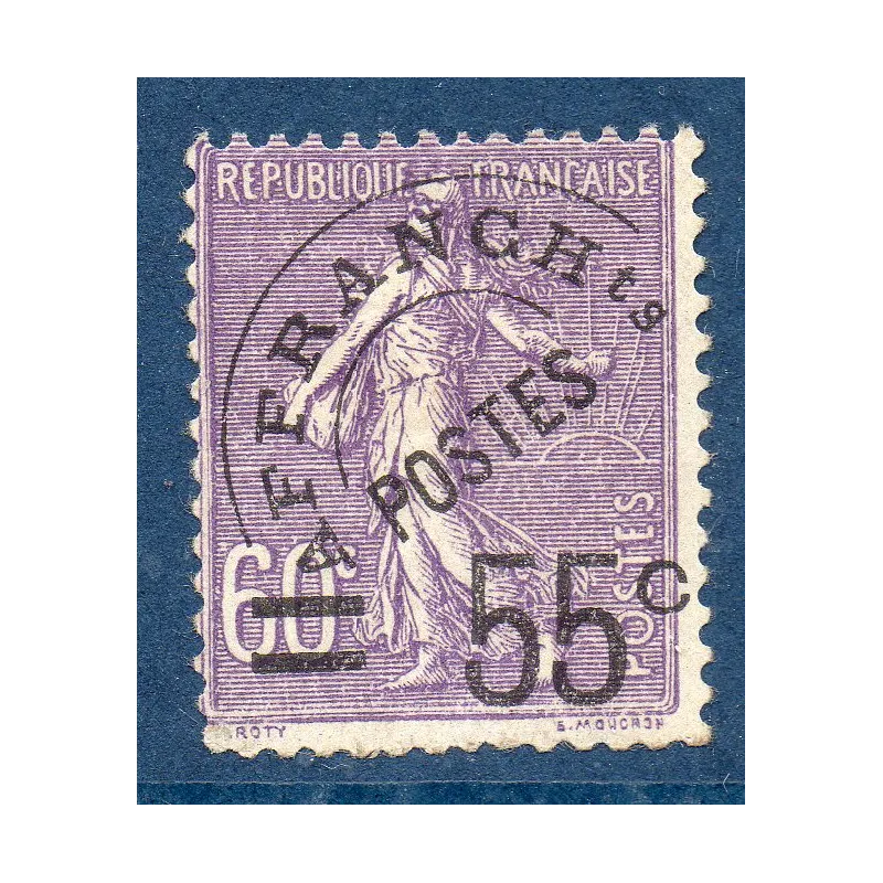 Timbre France Préoblitérés Yvert 47 Type semeuse 55c sur 60c violet neuf * dent courte Timbre France Préoblitérés Yvert 47 Type semeuse 55c sur 60c violet neuf * dent courte