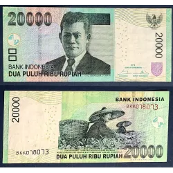 Indonésie P.151f, TTB Billet de 20000 Rupiah 2016 Oto Iskandar di Nata